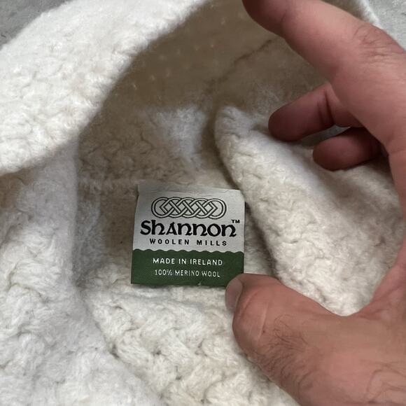 Shannon Woolen Mills Sweater Women Small White Beige Ireland Thick Turtleneck - Picture 4 of 6